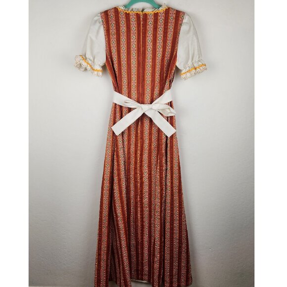 Vintage 70s Prairie Boho Striped Maxi Dress size S? - Picture 3 of 12